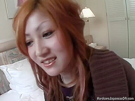 Asian redhead takes dick in her hot tight pussy