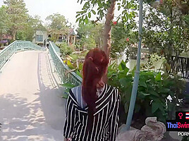 Big ass Thai girlfriend sucks and rides her hung boyfriend after a day out