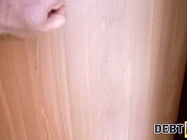 DEBT4k. Bimbo blonde dragged into an affair with perverted collector