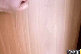 DEBT4k. Collector dominated by blond debtor during sex at her place