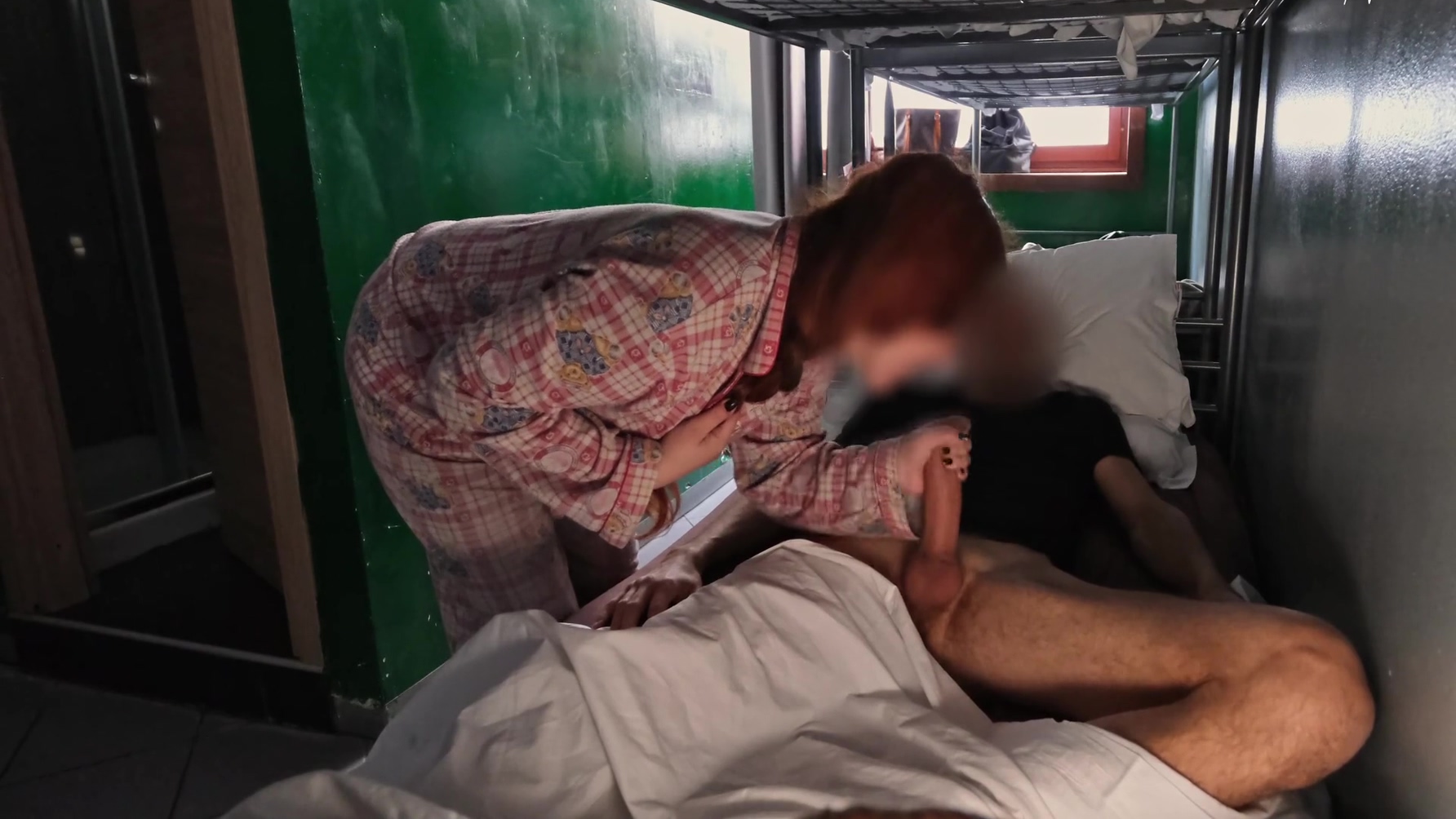 Hostel Blowjob: The Big Boobs Slut Wakes Me Up With A Good Blowjob And Sucks All My Cum